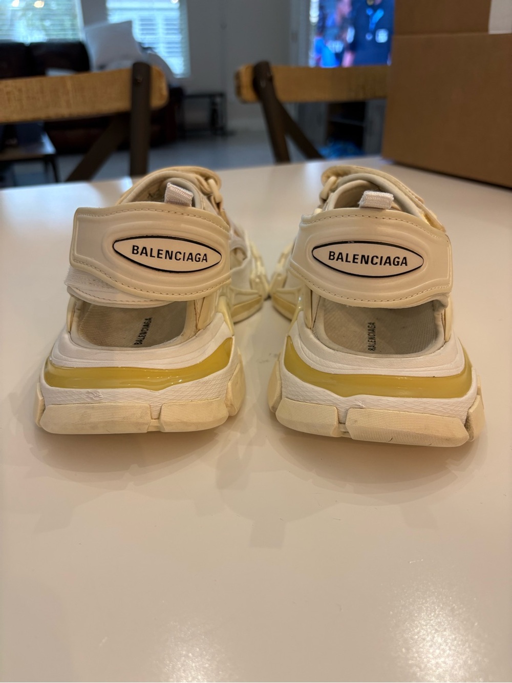 Balenciaga Track Sandals Cream Yellow Chunky Sport Sandals Size 37 US 7 - Picture 7 of 13